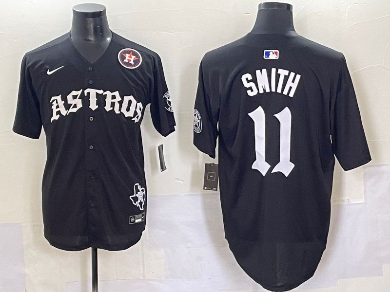 Men 2025 Houston Astros 11 Smith Black Seven generations Joint Name Nike MLB Jersey style 70411